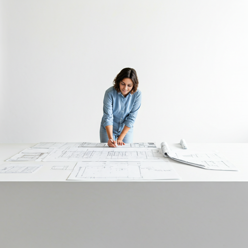 Estudiante de arquitectura trabajando en planos